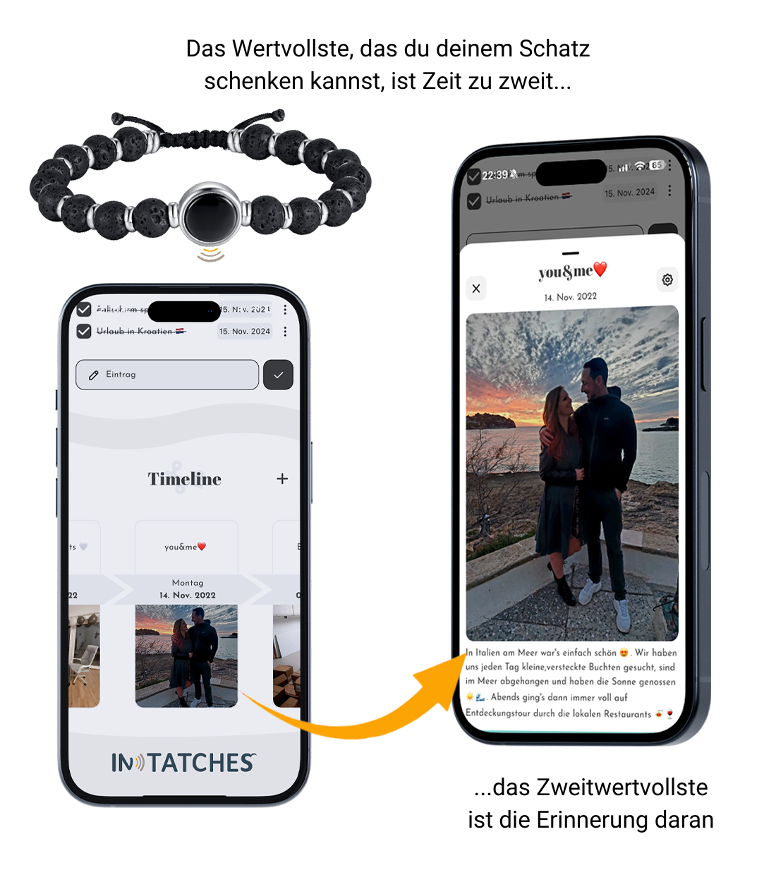 NFC Partner Perlenarmband Lavastein & Keramik (2 Armbänder)