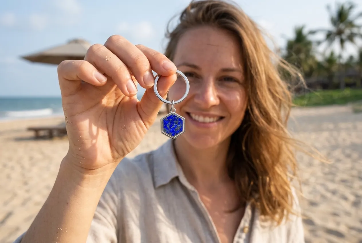NFC Schlüsselanhänger Hexagon – Lapislazuli