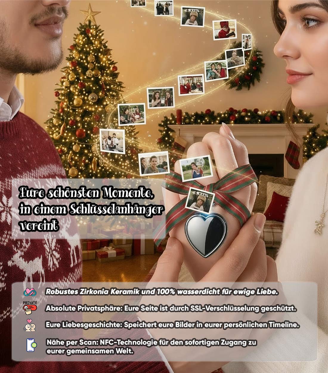 NFC Schlüsselanhänger Partner Set Herz (2 Anhänger)