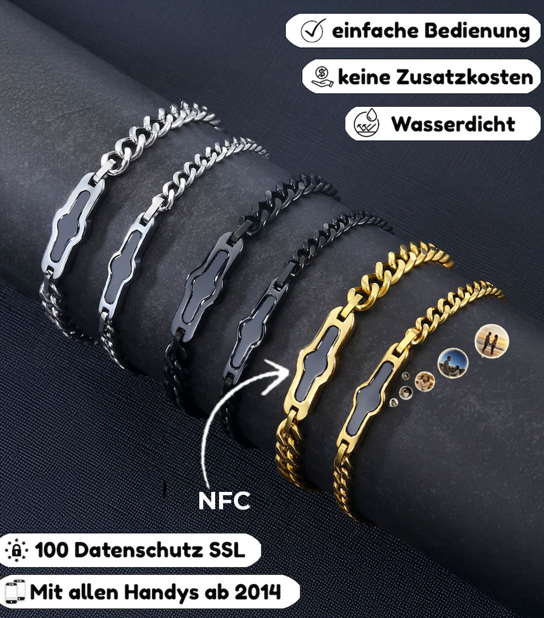 NFC Partner Armbänder - euer Erinnerungs-Armband im Set für Paare (2 Stück)