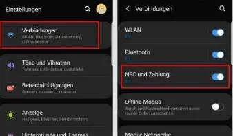 NFC über Samsung-Einstellungen aktivieren