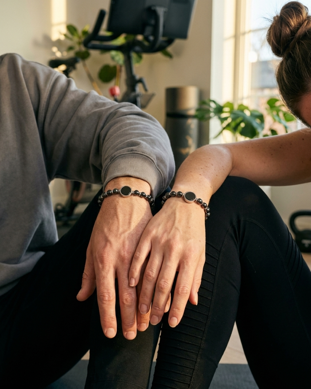 Zu zweit — NFC Partner Perlenarmband Lavastein & Keramik (2 Armbänder)