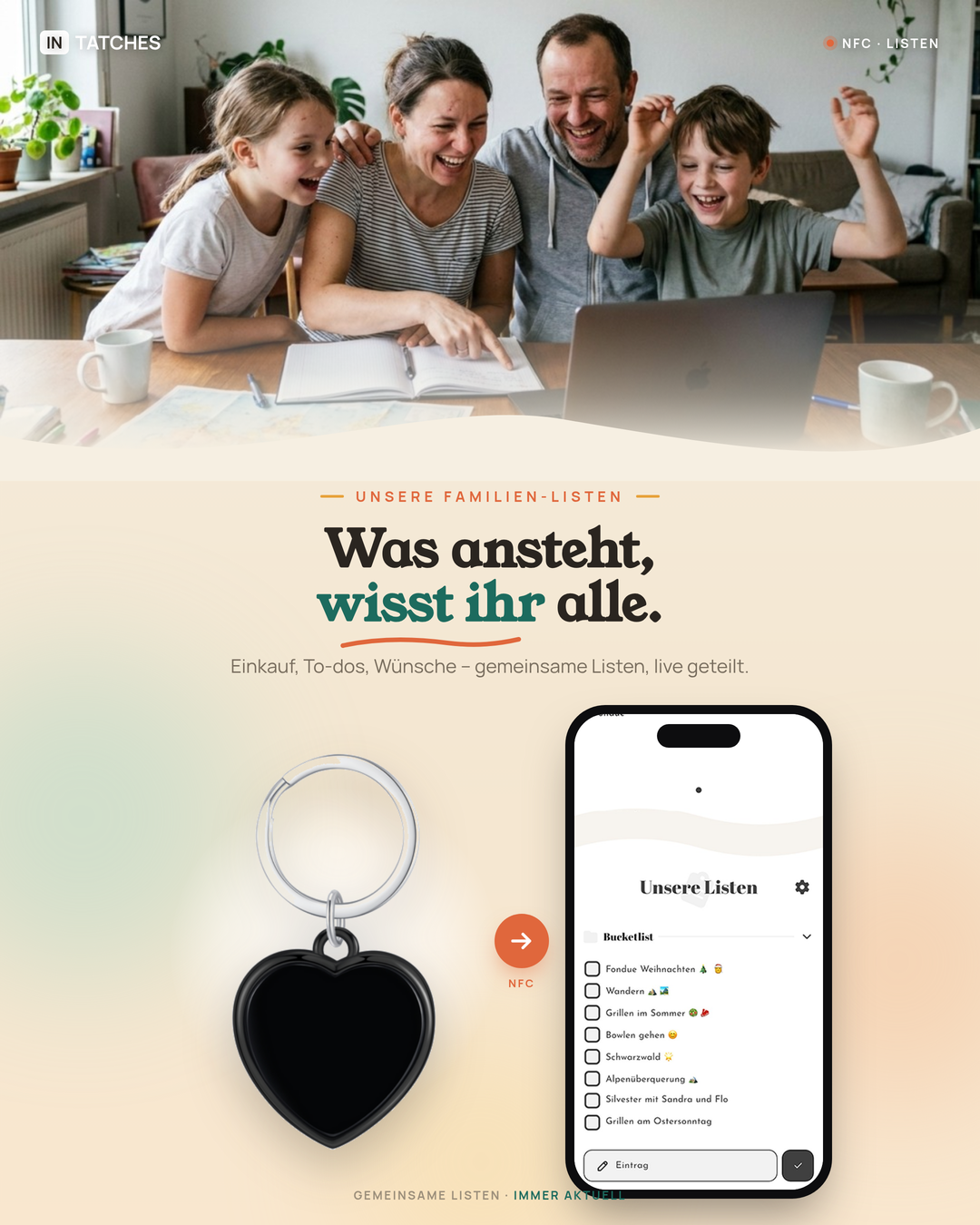 NFC Familien Schlüsselanhänger Herz 7