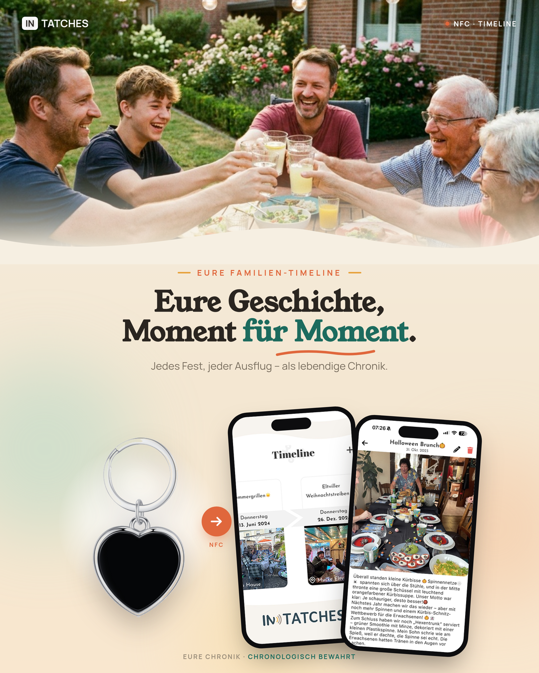 NFC Familien Schlüsselanhänger Herz 8