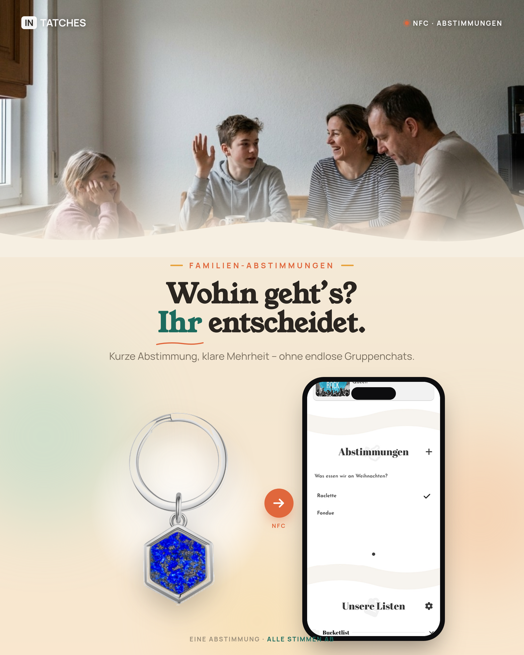 NFC Familien Schlüsselanhänger Hexagon 7