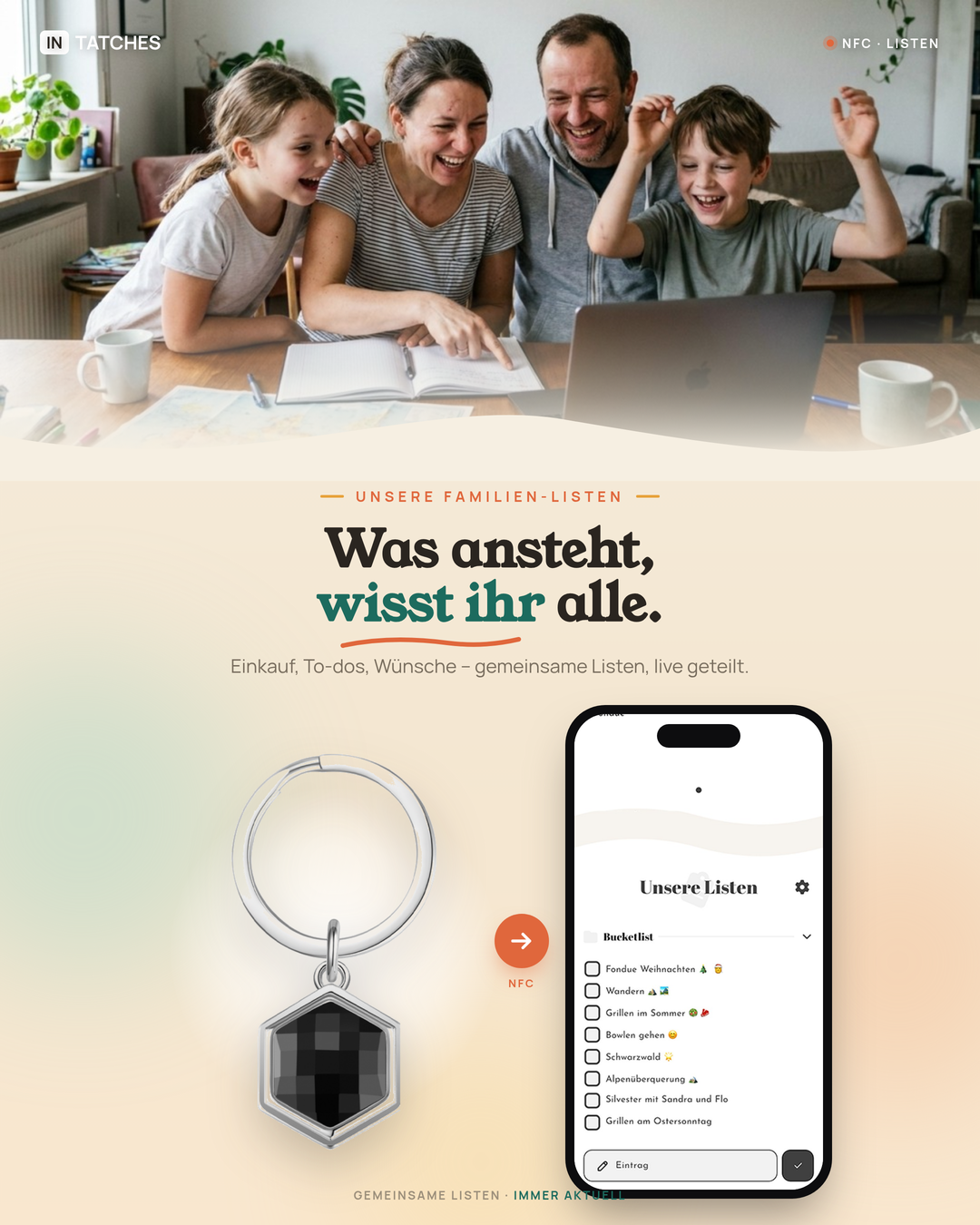 NFC Familien Schlüsselanhänger Hexagon 8