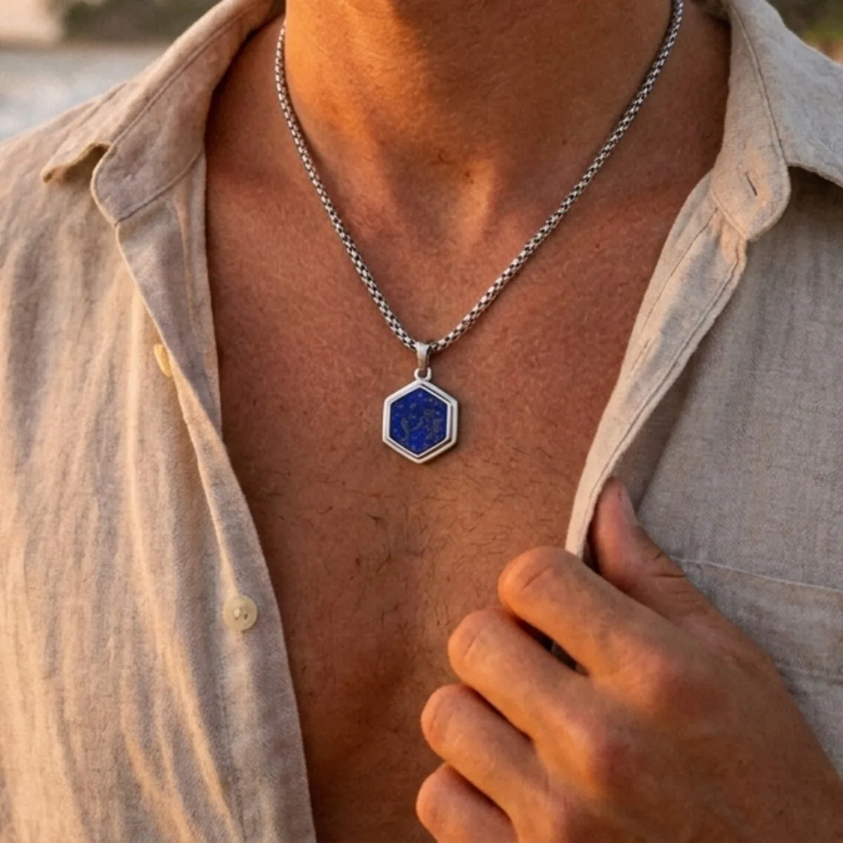 NFC Halskette Herren – Lapislazuli