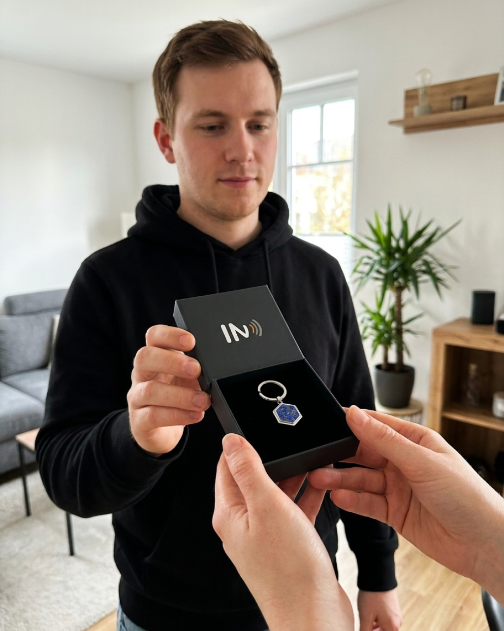 Geschenk — NFC Partner Schlüsselanhänger Set Hexagon (2 Anhänger)