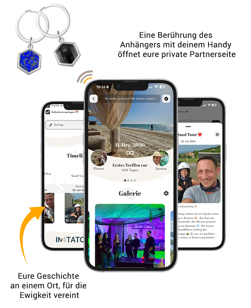 NFC Partner Schlüsselanhänger Set Hexagon (2 Anhänger) – Bild 2