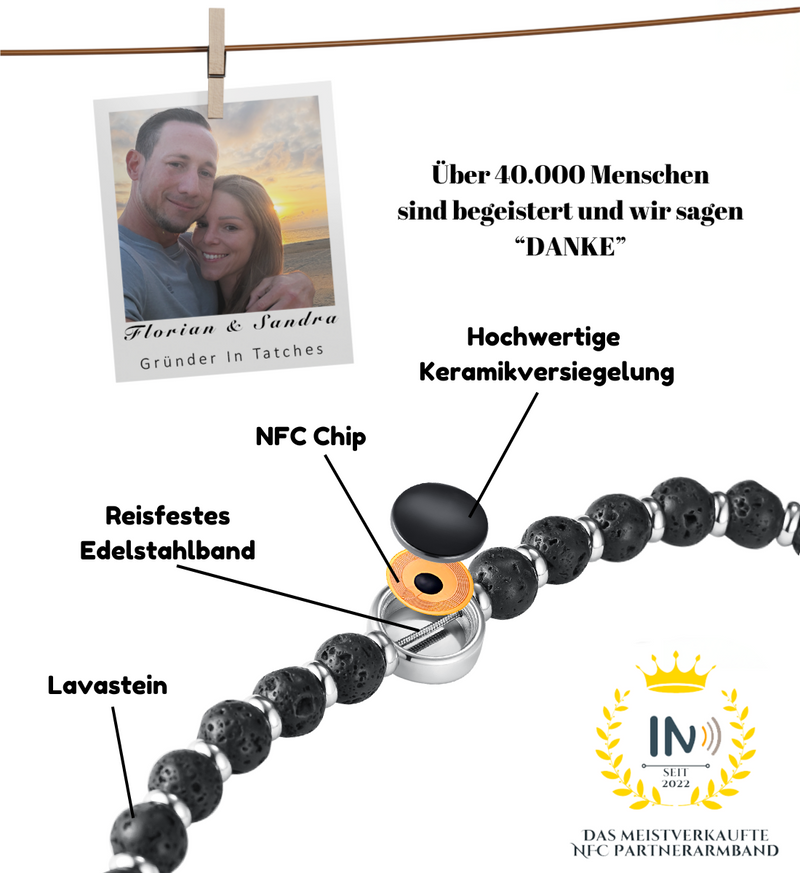 NFC Partner Perlenarmband Lavastein & Keramik (2 Armbänder) – Bild 7