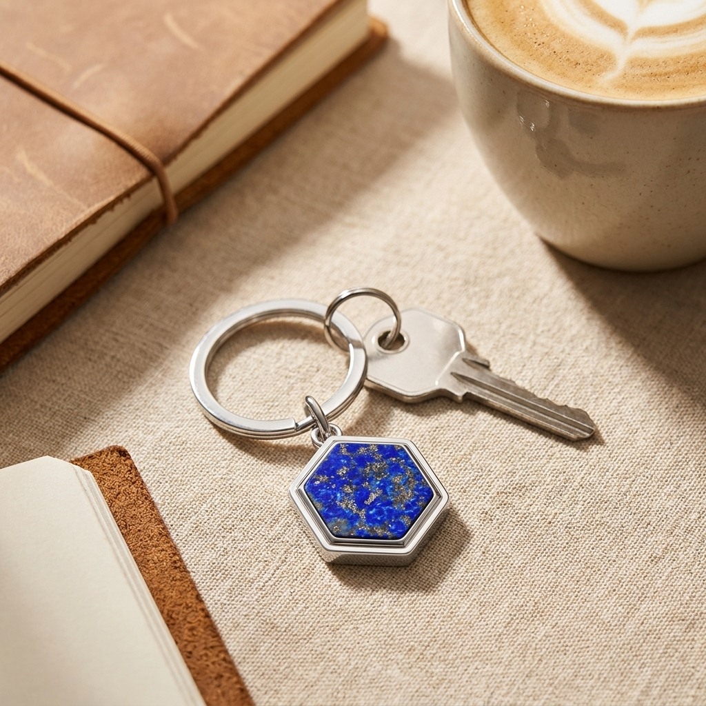 Hexagon · Lapislazuli am Schlüsselbund